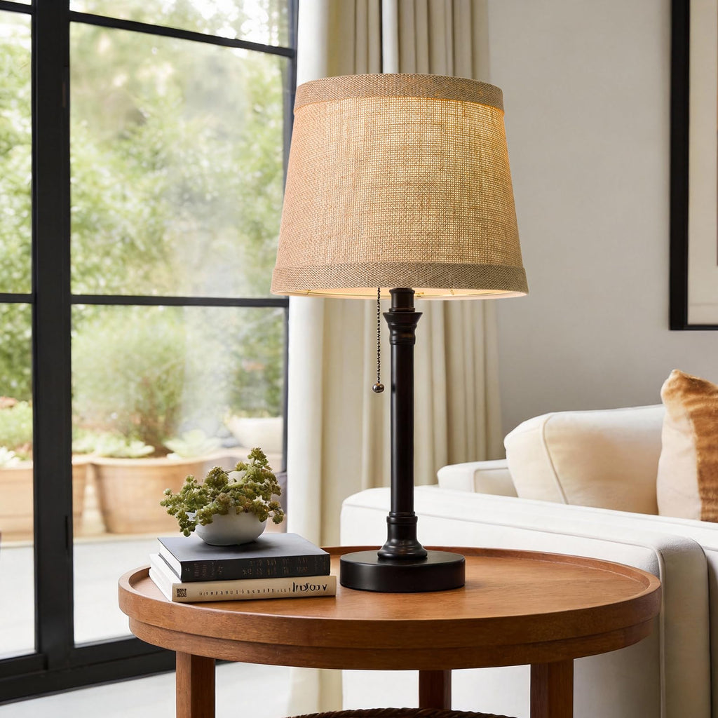 19.5" Black Rustic Table Lamps Set of 2 Bedroom