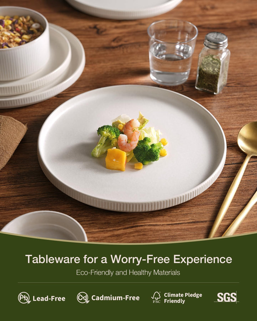 Star Stoneware Dinnerware Sets for 8, Reactive Glaze Plates, Bowls