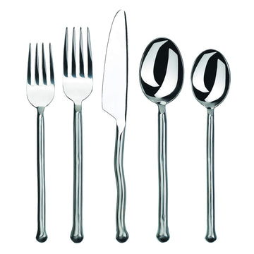 20-Piece Flatware Set - Exotique Platinum Collection - Matte / Polished Silverware Cutlery Set - Service for 4