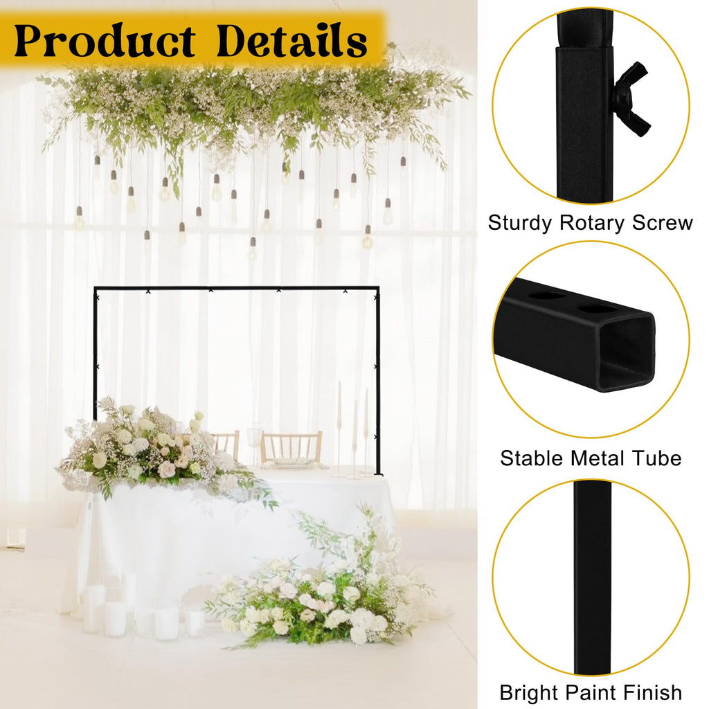 Over The Table Rod Stand with Clamps Metal Table Arch, Adjustable 13''-42'' Tall, 29''-98'' Length, Ideal for