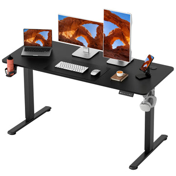 Electric Standing Desk, 55 x 24 Inches Height Adjustable Sit Stand up Desk, Memory Preset Computer Home Office Desks