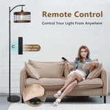 Arc Floor Lamp with Remote & Dimmable LED Bulb, Vintage Wood Floor Lamps