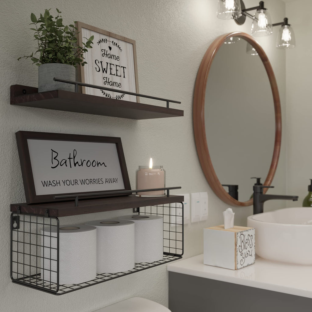 Floating Shelves Decor Art, Rustic Brown