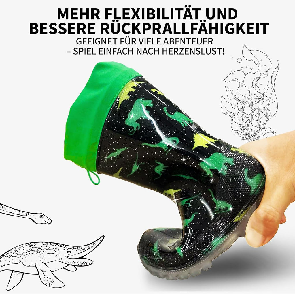 Kids Rain Boots, Waterproof Boots with Adjustable Drawstring