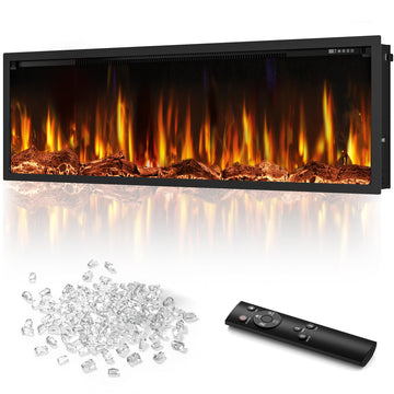 Electric Fireplace 60 Inch Recessed Wall Mounted Ultra-Thin Linear