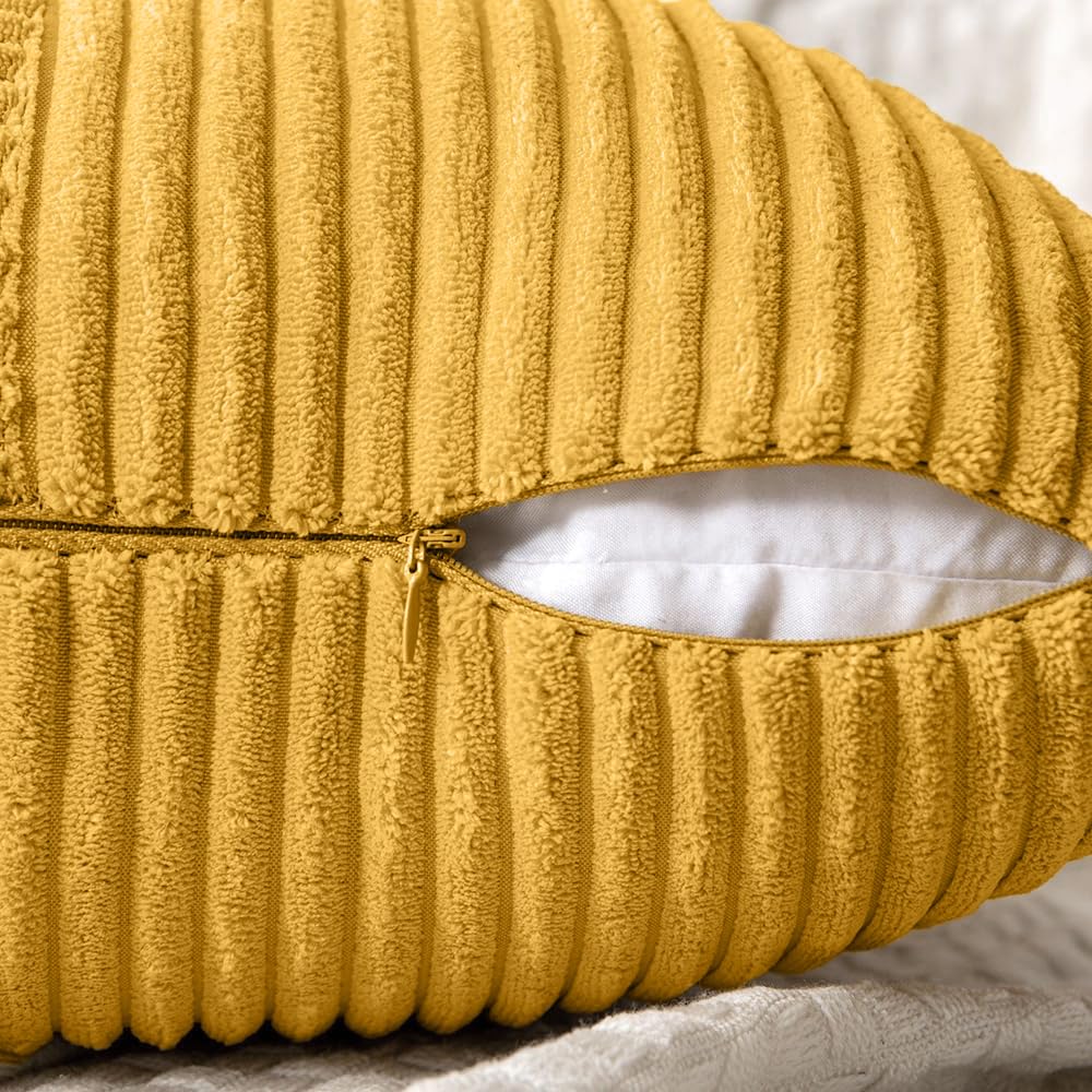 Mustard Yellow Decorative Throw Pillow Covers for Couch 18x18 Inch