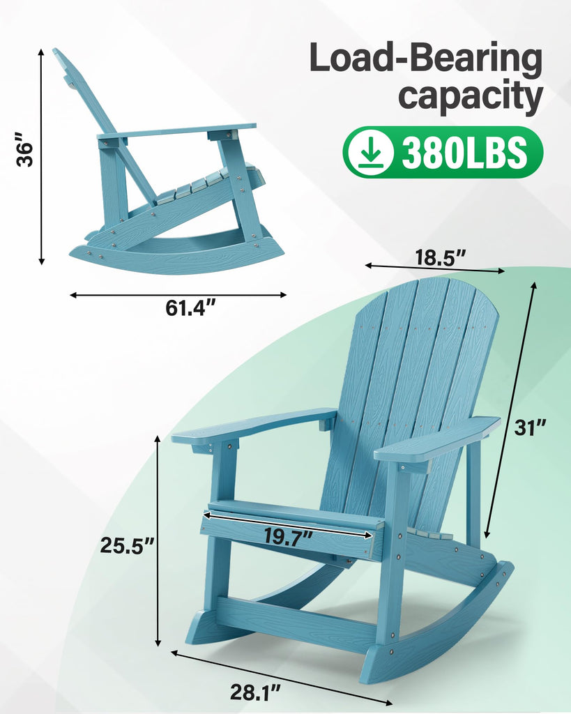 Adirondack Rocking Chair, All-Weather Resistant, Blue