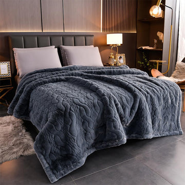 Premium Reversible Luxury Faux Fur Throw for Couch, Sofa, Or Bed,Faux Mink Blanket Heavy, 2 Ply- Plush Cozy Soft