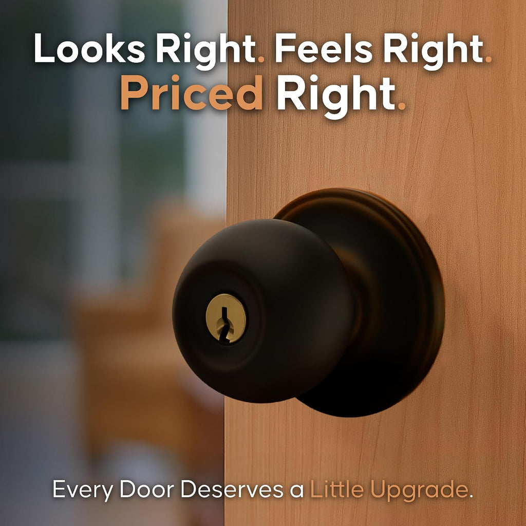 Creek Entry Door Knob - Keyed Entry Handle with Lock and Key, ANSI Grade-3 Certified, DIY-Friendly Install for