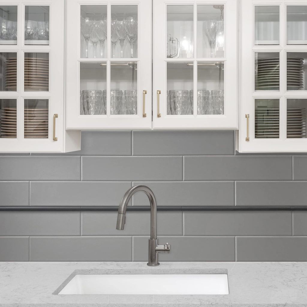 Decor Soho Bullnose Tile Liner, 3/4 x 12 Inch Decorative Tile Edge Trim, Decorative Shower Tile Border, Kitchen