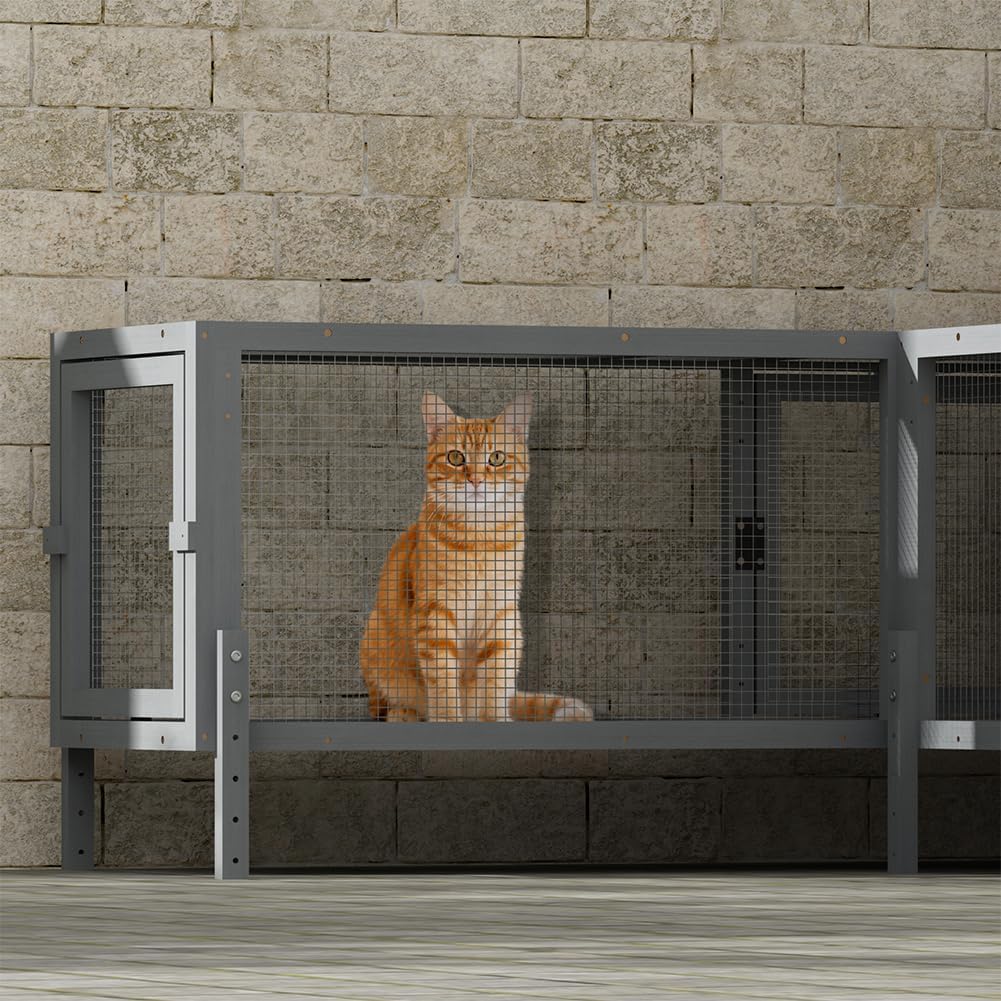 Weatherproof Modular Wooden Cat Tunnel Extendable Outdoor Cat Run
