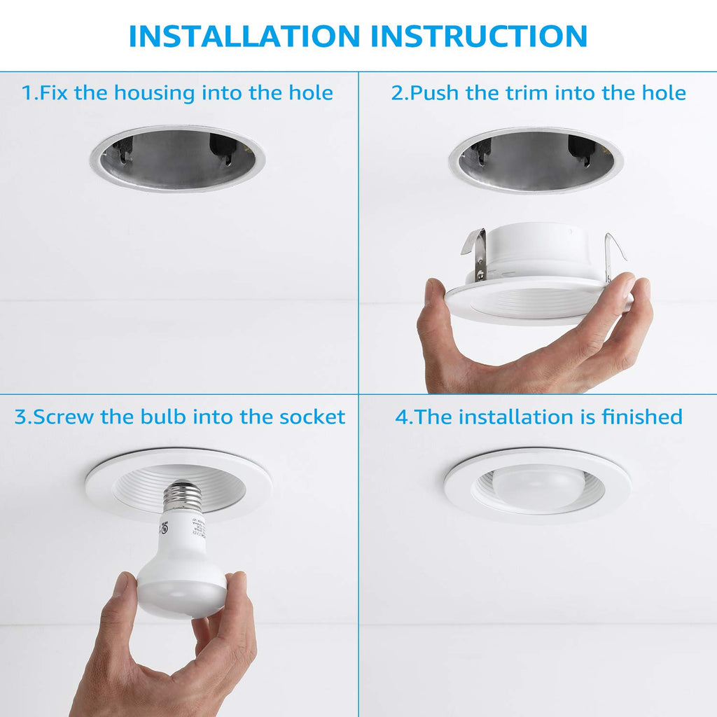 4 Inch Recessed Light Trim, White