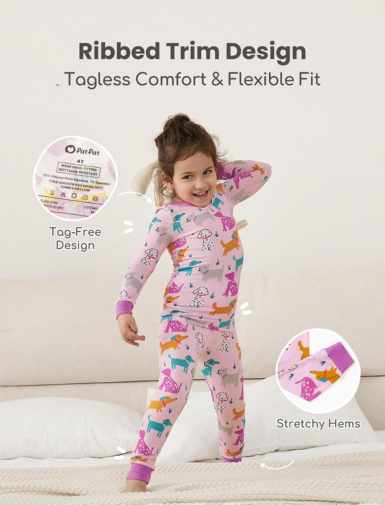 Bamboo Viscose Pajama Sets for Toddler Boys & Girls Baby Kids, Ultra-soft Snug fit Pjs Sleepers for Birthday Holiday