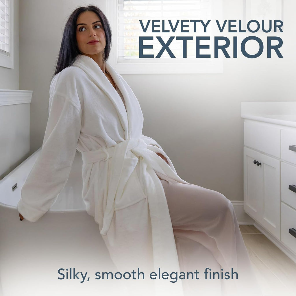 Premium Velour Bathrobe for Women - Absorbent and Thick Terry Cloth Interior
