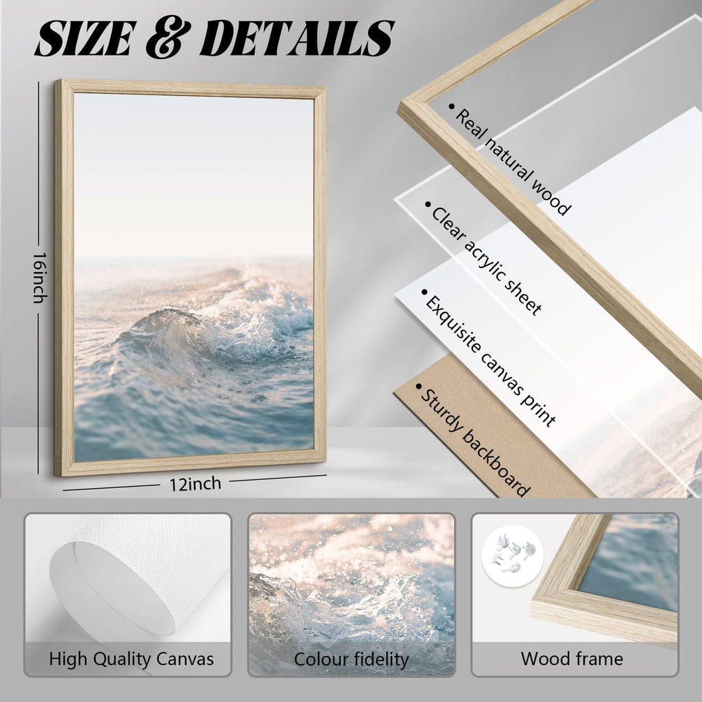 Beach Wall Art Pictures Coastal Canvas Wall Decor Ocean Waves Poster Blue Beach Scene Artwork Palm Tree Art Coastal