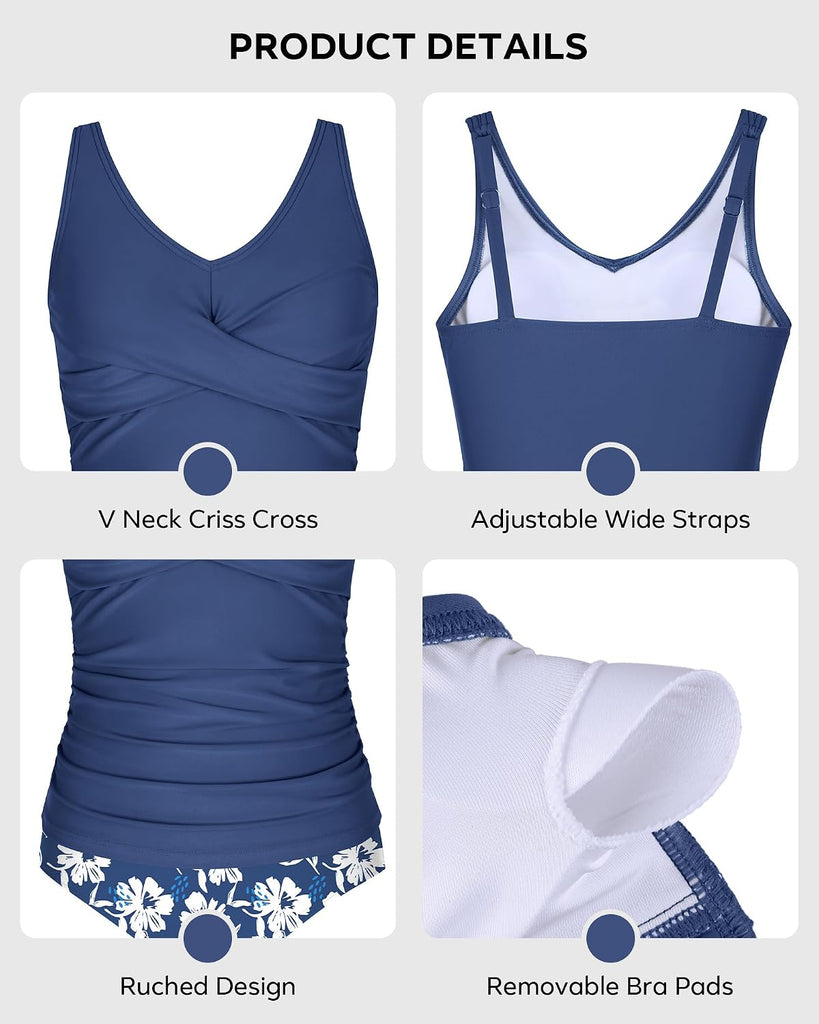 Girls Tankini Swimsuit 2 Piece Adjustable Straps Teen Bathing Suit