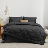 Love's cabin King Comforter Set Black, 7 Pieces King Bed in a Bag, All Season Bedding Sets with 1 Comforter