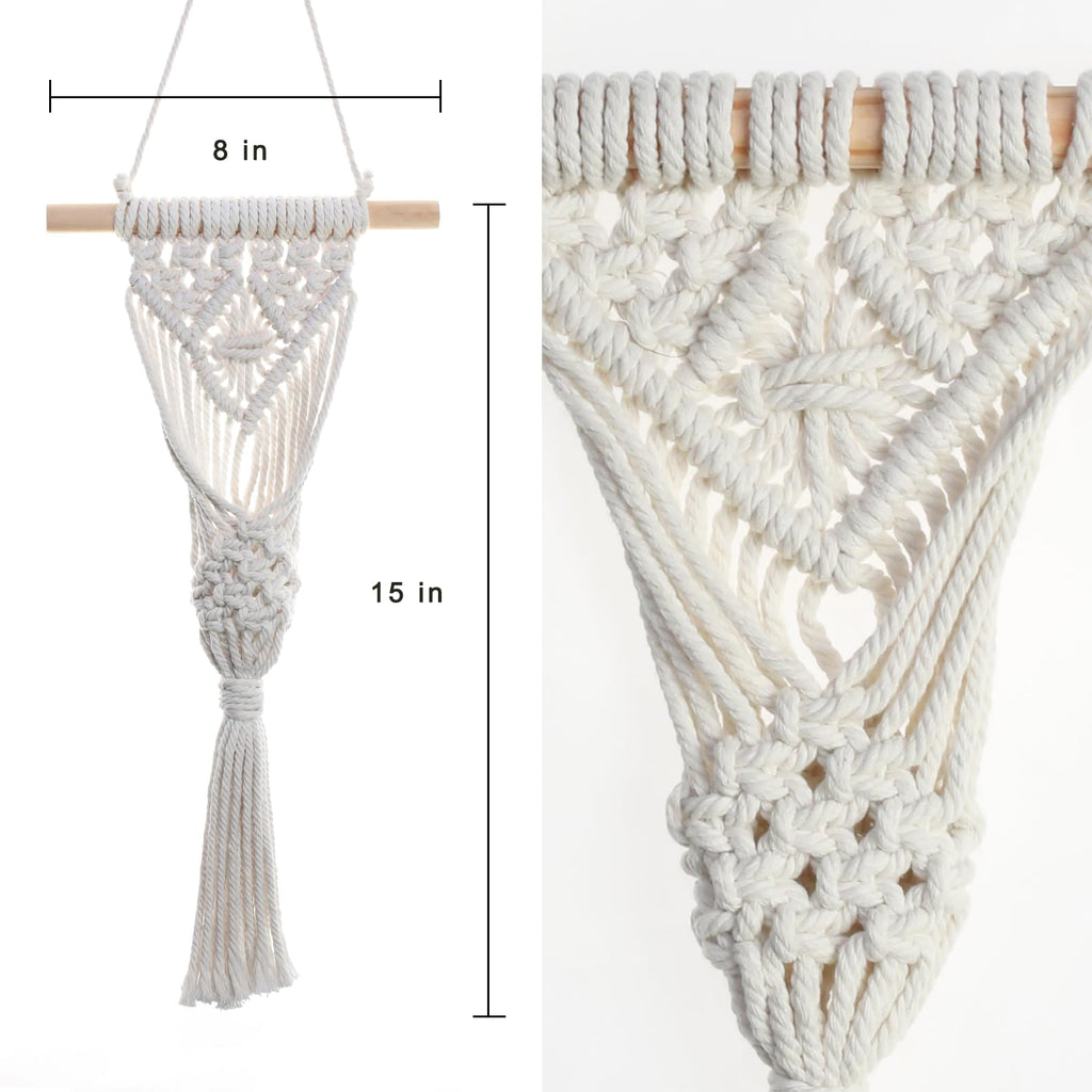 Macrame Wall Hanging Plant with Artificial Lavender, Boho Indoor Wall Decor, 2 Pack