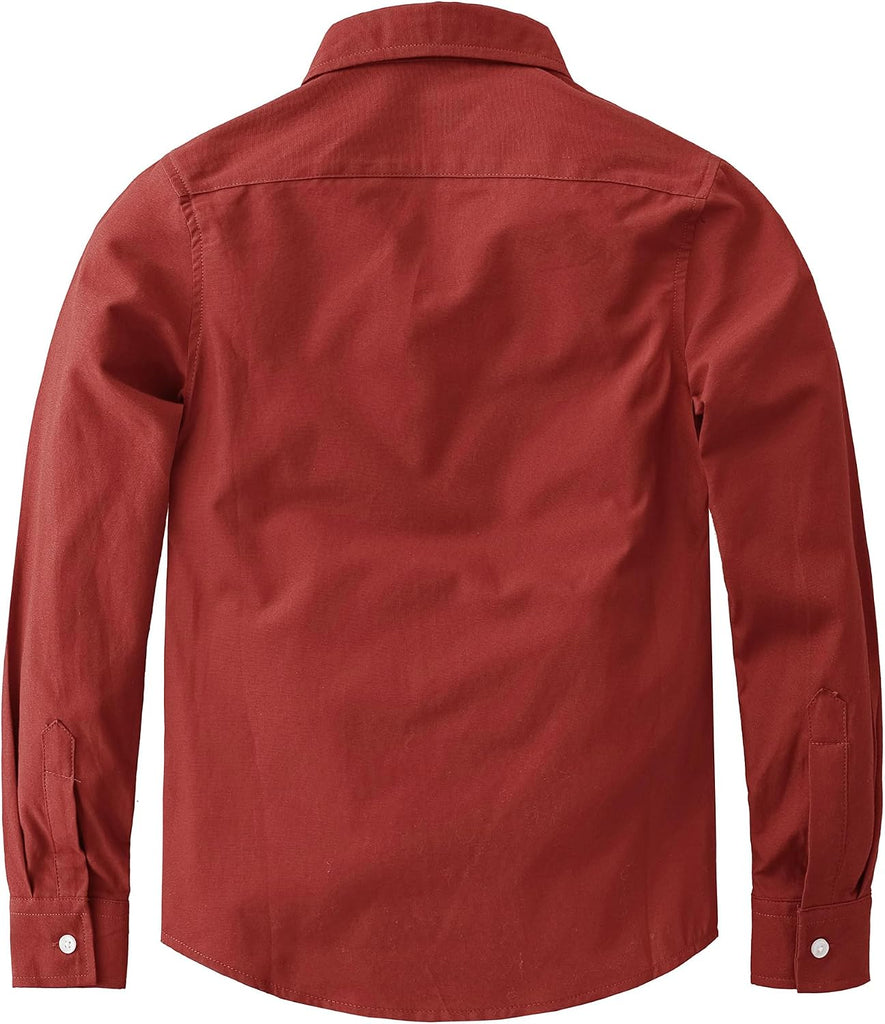 Boys Button Down Shirt Long Sleeve Oxford Dress Shirts Kids Collared