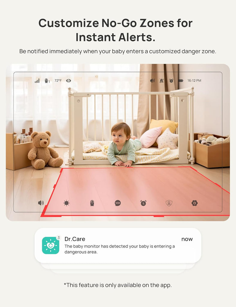 VistaView 5" 1080P Smart WiFi Baby Monitor with Camera & Clip Mount