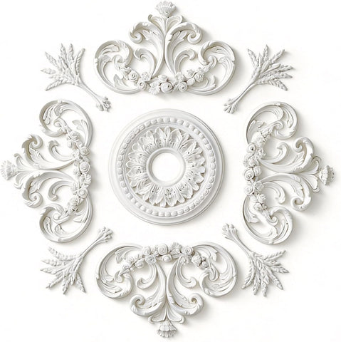 28 Inch Decorative Ceiling Medallion, French Style PU Chandelier Medallion, Lightweight & Easy Insta