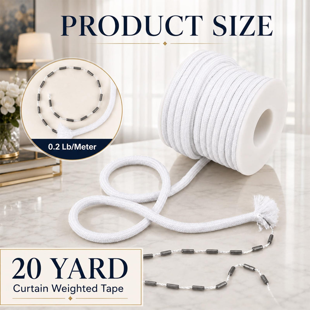 Curtain Weighted Tape Drapery Weights Rope Leaded Drapery, 20 Yard