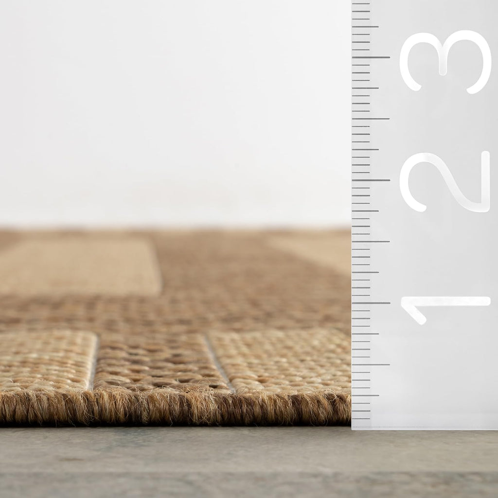 Falonia Light Brown Plaid Indoor/Outdoor Area Rug