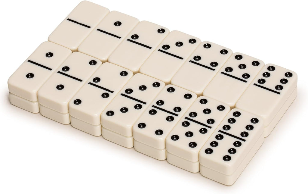 YMI Double 6 Dominoes Set with Dark Oak Wood Case - Set of 28