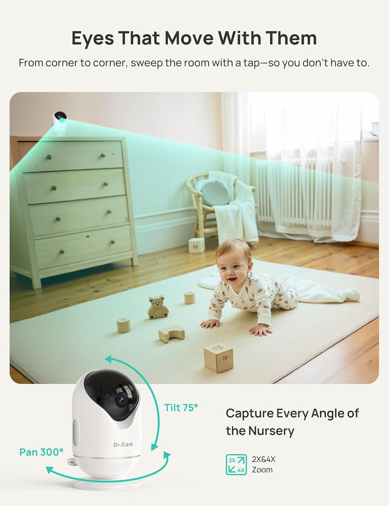 VistaView 5" 1080P Smart WiFi Baby Monitor with Camera & Clip Mount