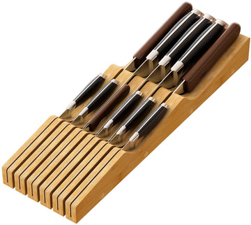 Knife Drawer Organizer (Natural, 11 Knives Organizer)
