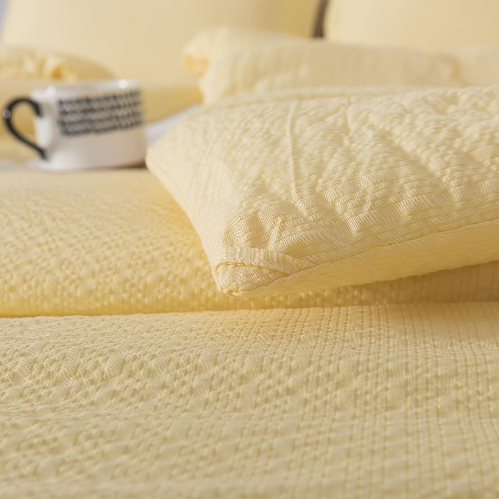 Yellow Solid Microfiber Comforter 3 Pieces