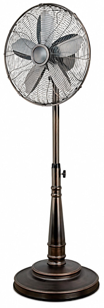 16 Inch Retro Oscillating Stand Fan - Quiet 3 Speed Pedestal Fan with Adjustable Height, Oil Rubbed Bronze Metal