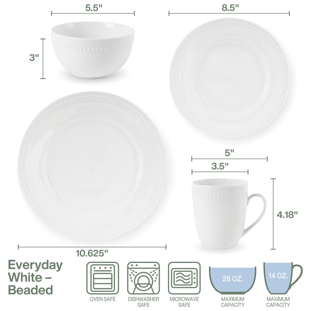 Fitz and Floyd, Beaded 16 Piece Dinnerware Set, Service for 4