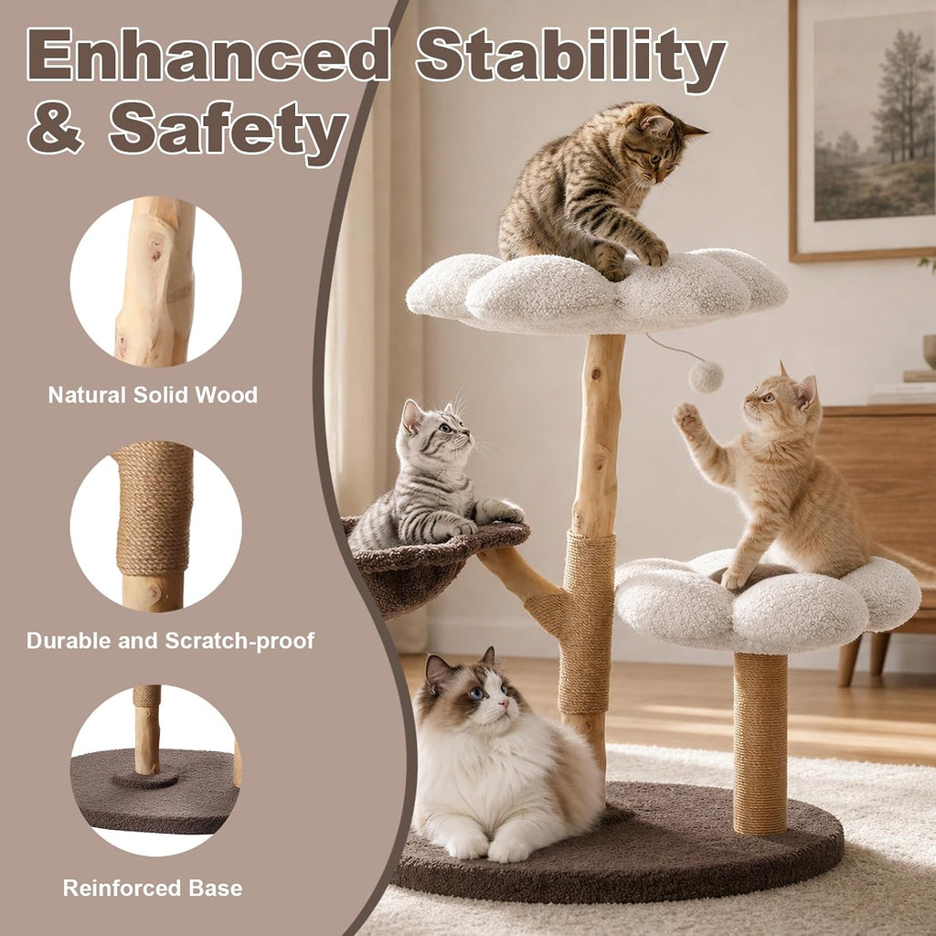 Multi-Level Modern Solid Cat Tree for Indoor Medium-Large Cats