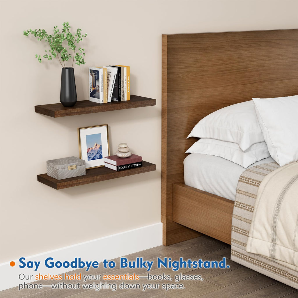 24 Inch Floating Shelves - Bathroom Shelves Wall Mounted