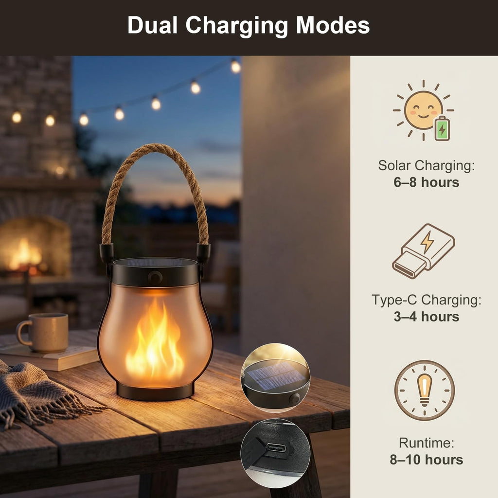 Lanterns Outdoor Waterproof 4-Pack, 2nd Gen Flickering Flame Effect