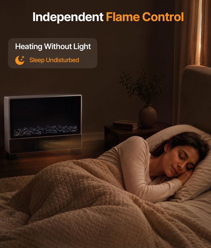 23.6-Inch Freestanding Electric Fireplace Heater with 3D Flame Effect