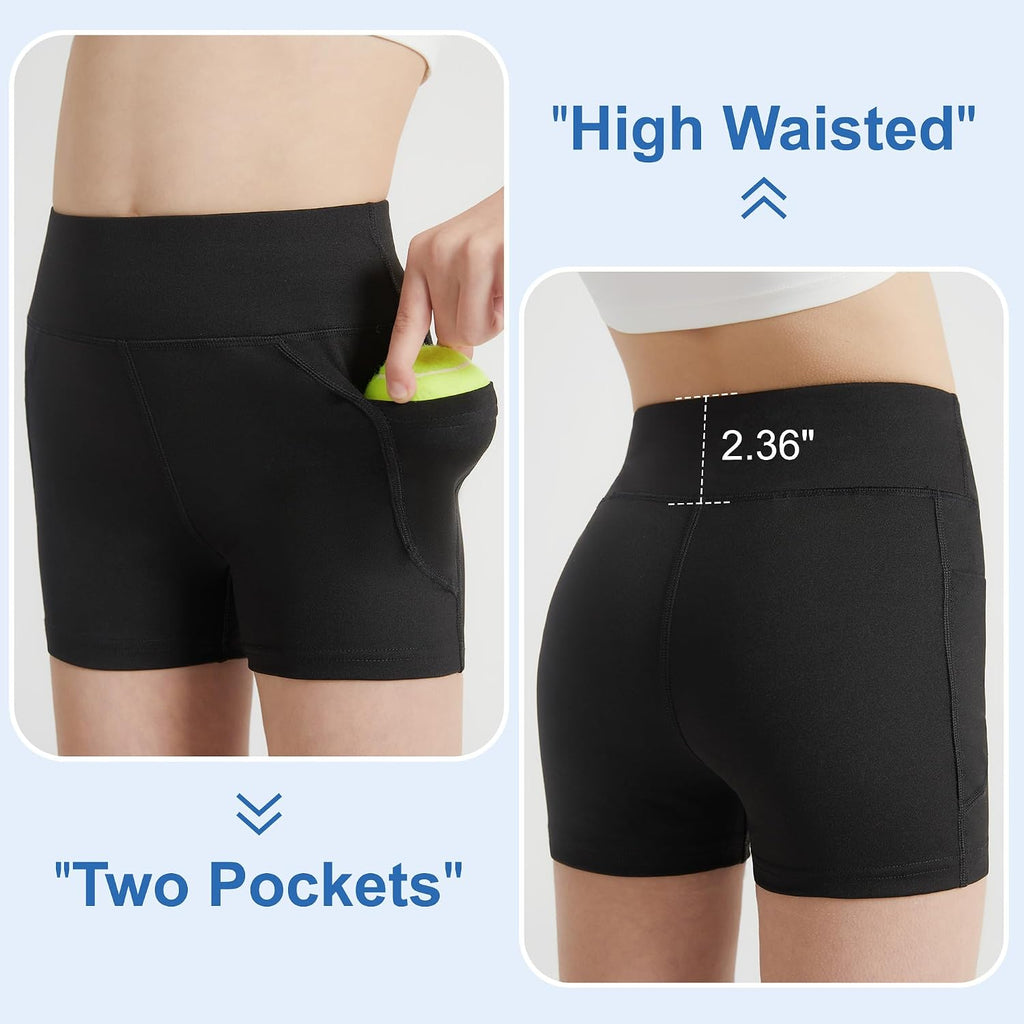 Girls Shorts with Pockets 3 Pack Biker Volleyball Dance Cheer Short