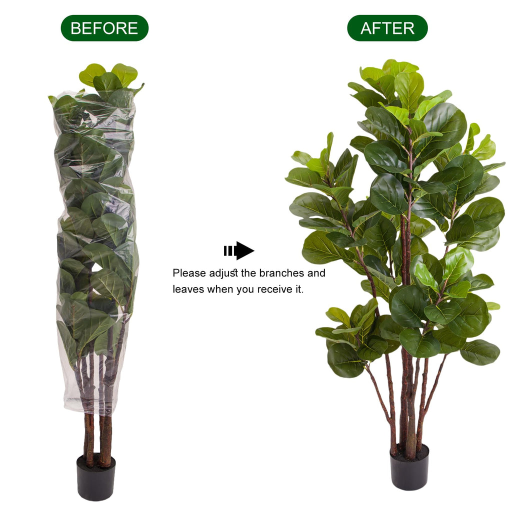 Artificial Fiddle Leaf Fig Tree, 5 Ft Faux Tree with 102 Leaves