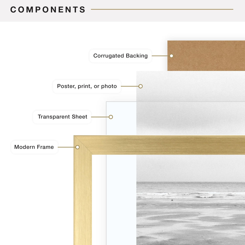 Foundation Poster Frame, 20x27, Brass Traditional