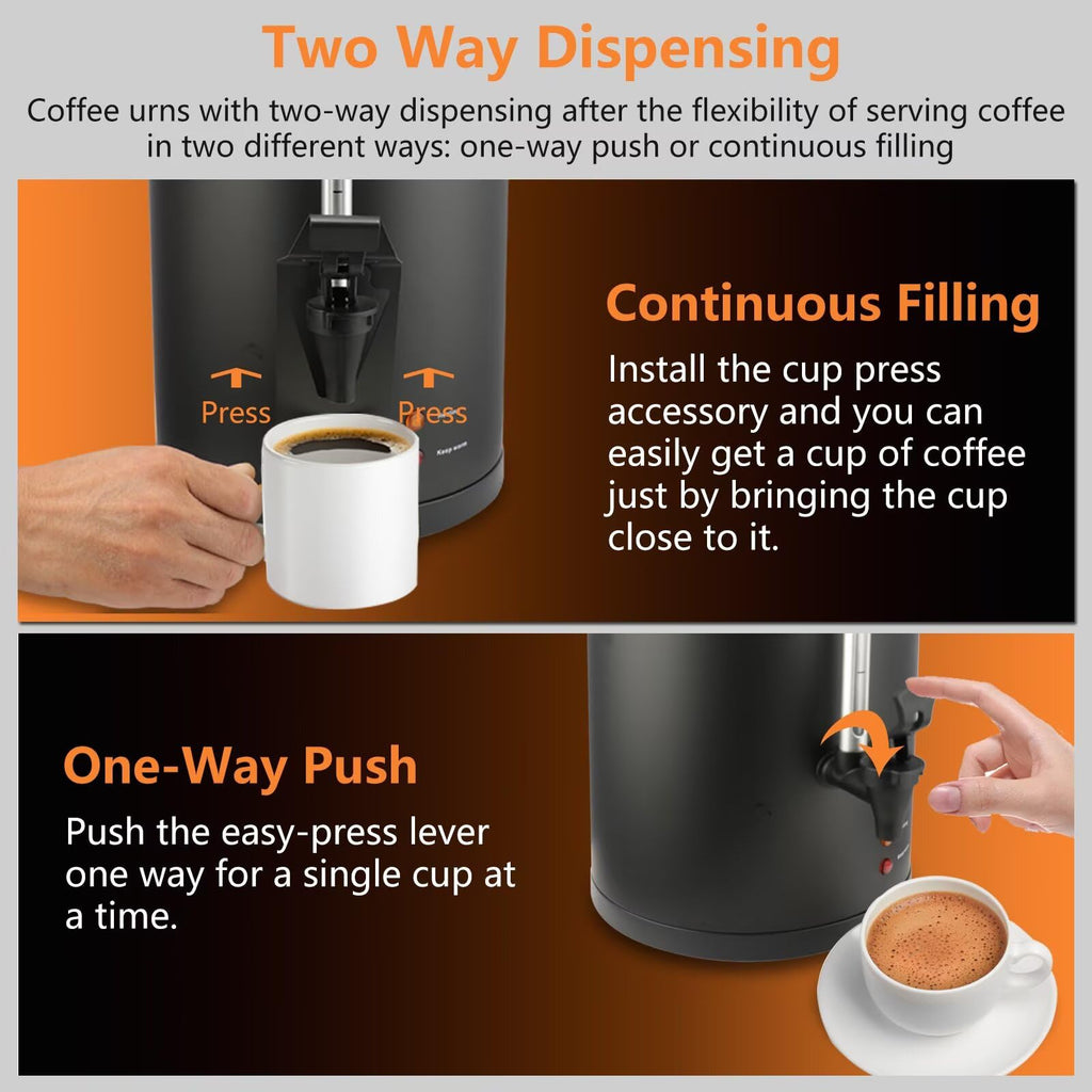 30-Cup 6L Commercial Coffee Urn, 750W Double Wall Large Percolate Coffee Maker Stainless Steel Hot Water Urn