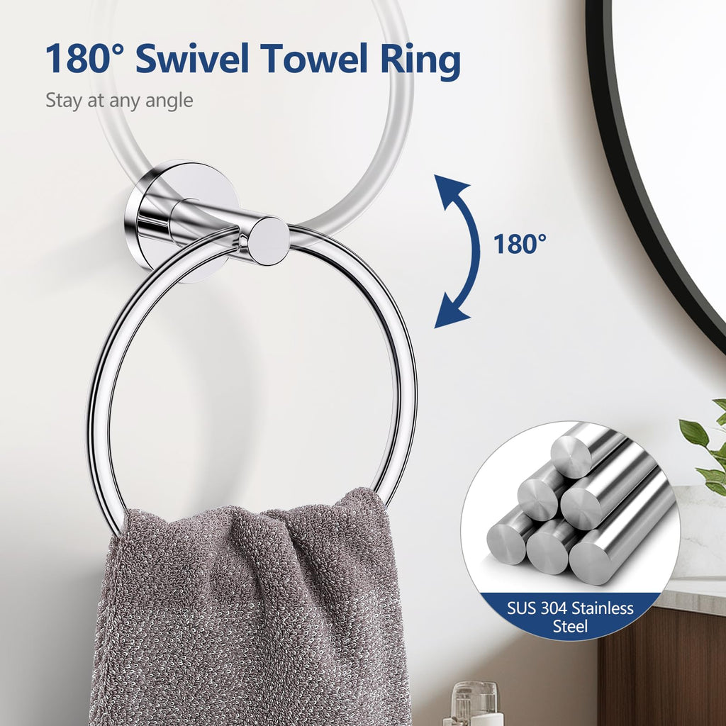 5 Piece Bathroom Towel Holder, Polished Chrome Bathroom Hardware Set