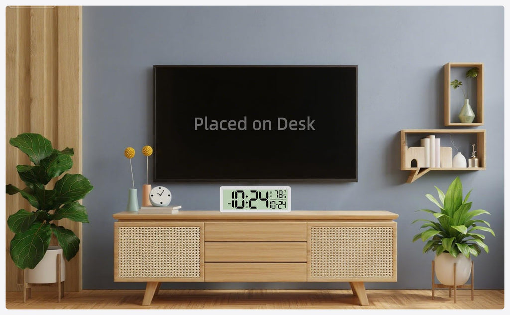 14′′ Large Digital Wall Clock Battery-Operated with Temperature, Date, DST | Big Digital Clock, farmhouse, bedroom