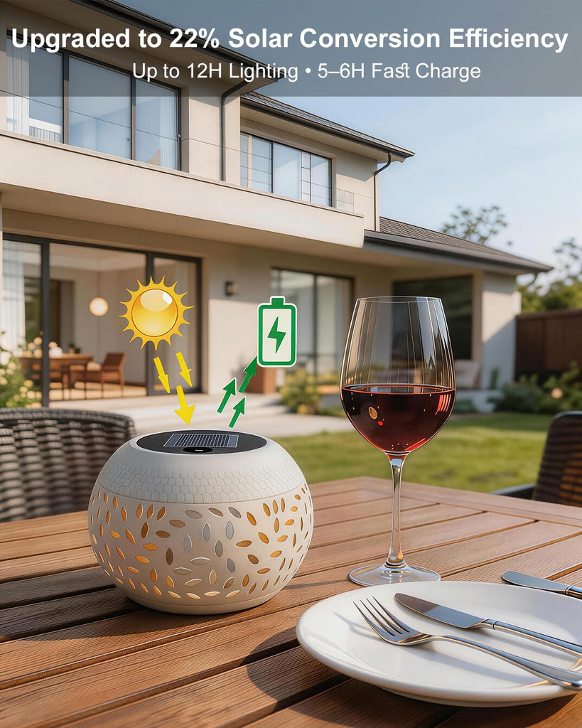 Lanterns Outdoor Waterproof, Flickering Flame Solar Table Lantern