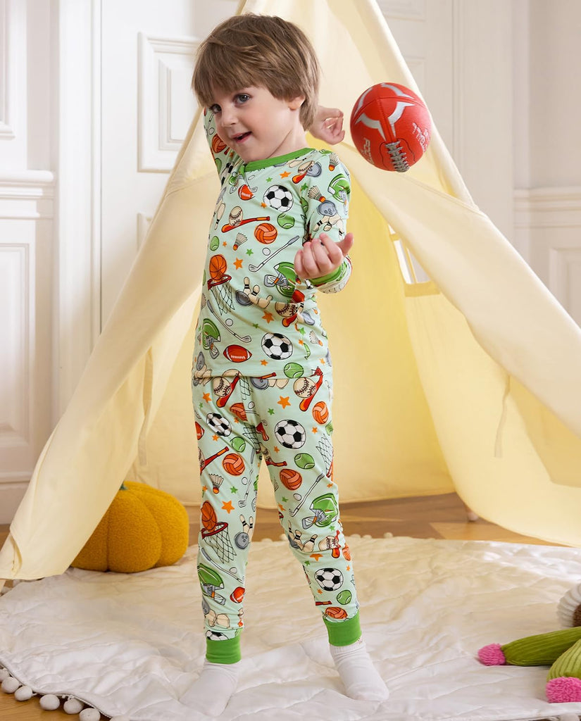 Bamboo Viscose Toddler Kids Pajamas Set, Long Sleeve Boys
