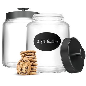 Glass Kitchen Canister Set, Food & Storage Containers for Pantry, Bathroom Apothecary Jars, Tinplate Lids, Counter