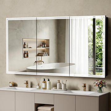 60"x32" LED Bathroom Medicine Cabinet, Lighted Medicine Cabinet Mirror