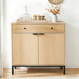 31 inch Sideboard Buffet Cabinet with Drawer, Modern Fluted Credenza with 2 Doors & Adjustable Shelf