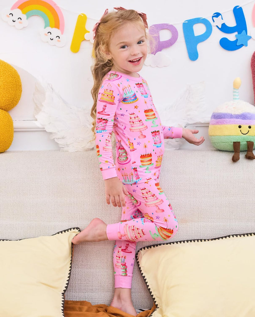 Bamboo Viscose Toddler Girls Kids Pajama Sets - Snug fit Long-Sleeve Softness Sleepwear Pjs 2pcs Jammies