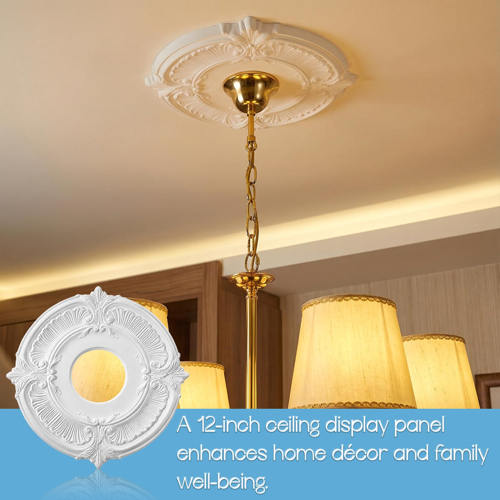 2 Pcs PU Ceiling Medallion Decorative Ceiling Fan Medallion